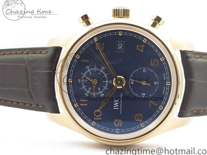 MIROTIME 0101 Portugieser Chrono  42 IW390406 RG ZF 1:1 Best Edition Blue Dial on Brown Leather Strap A Durable 7129